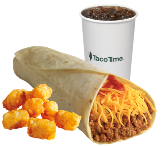 Taco Time Soft Burrito menu item with prices and calories