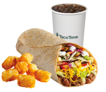 Taco Time Veggie Soft Taco Combo menu item with prices and calories